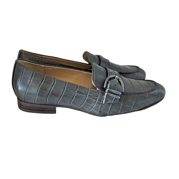 Naturalizer Janie Loafers Green Croc Embossed Leather Slip On Shoes Size 9 - Picture 3 of 8
